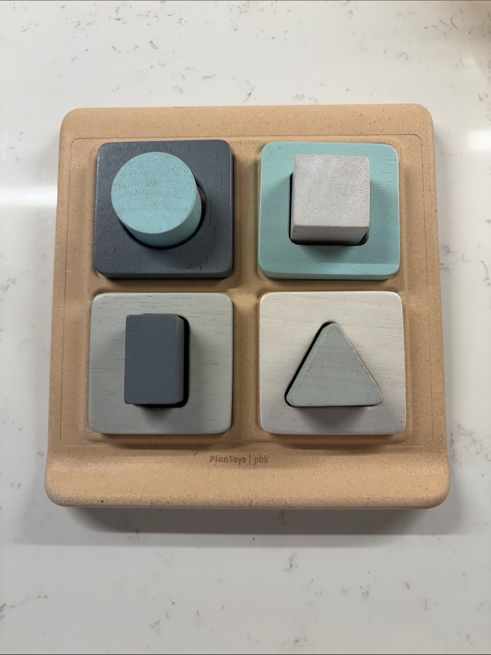 Pottery Barn Kids: PlanToys Wooden Shape Sorter in Blue, Gray & Cream